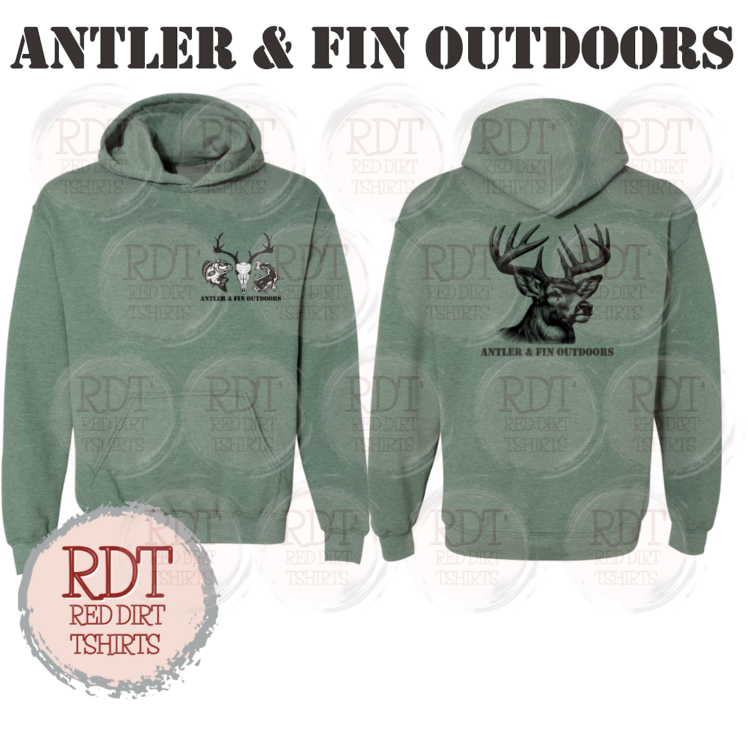 Antler & Fin Deer Head Hooded Sweatshirt