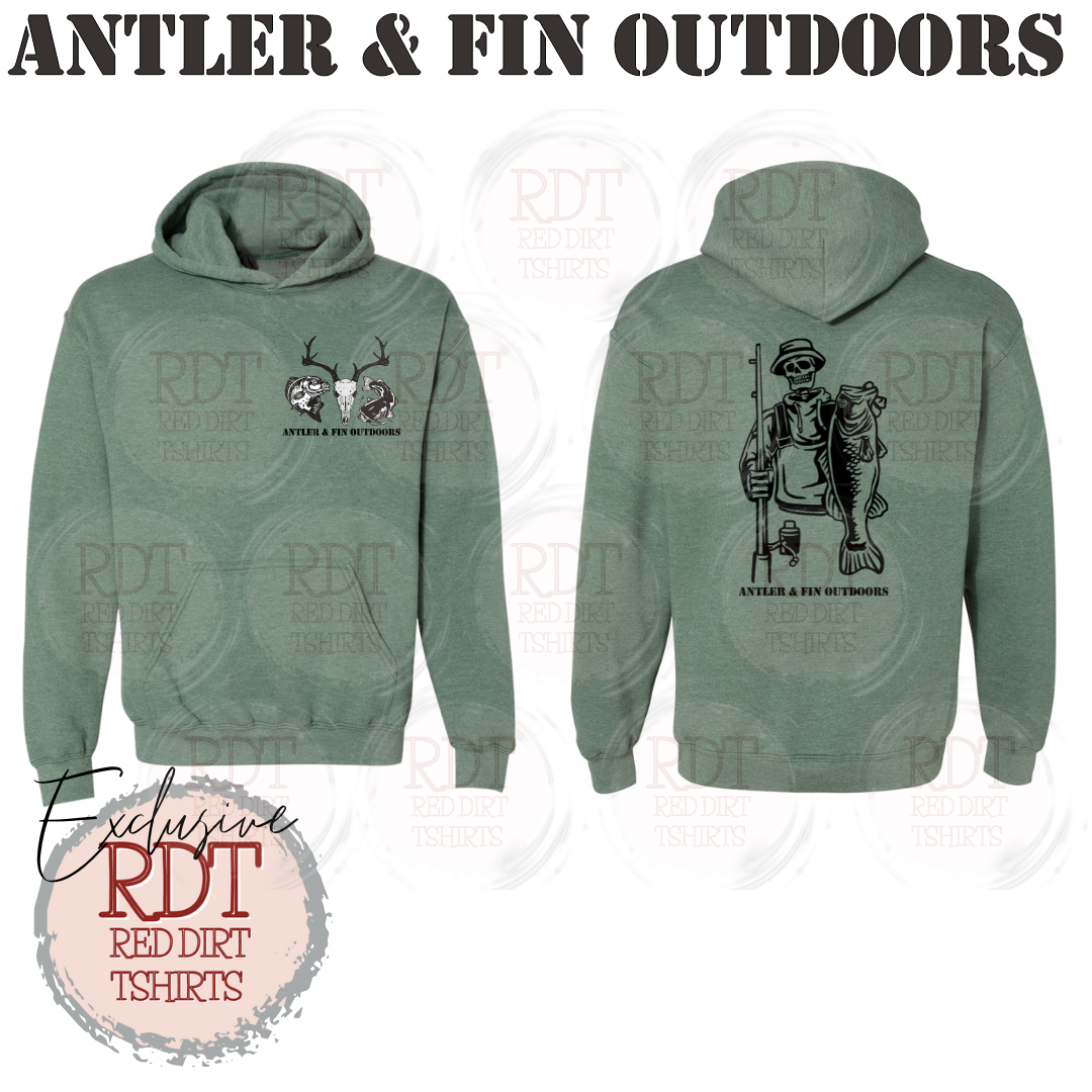 Antler & Fin Fishing Skeleton Hooded Sweatshirt
