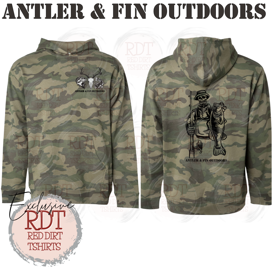 Antler & Fin Fishing Skeleton Hooded Sweatshirt
