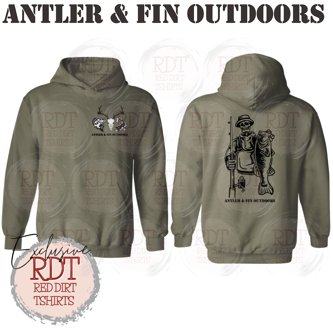 Antler & Fin Fishing Skeleton Hooded Sweatshirt