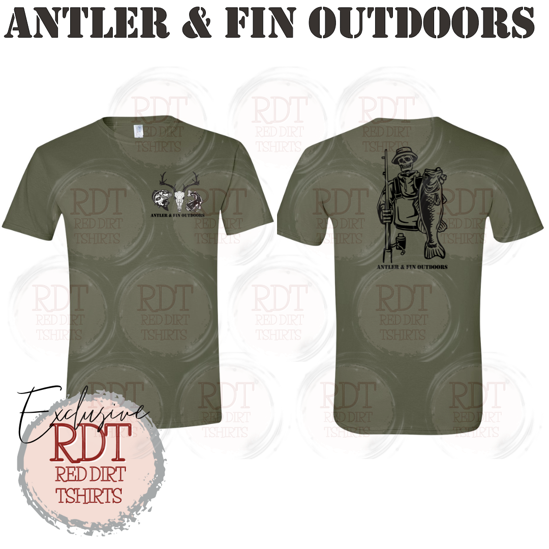 Antler & Fin Outdoors Fishing Skeleton Tshirt