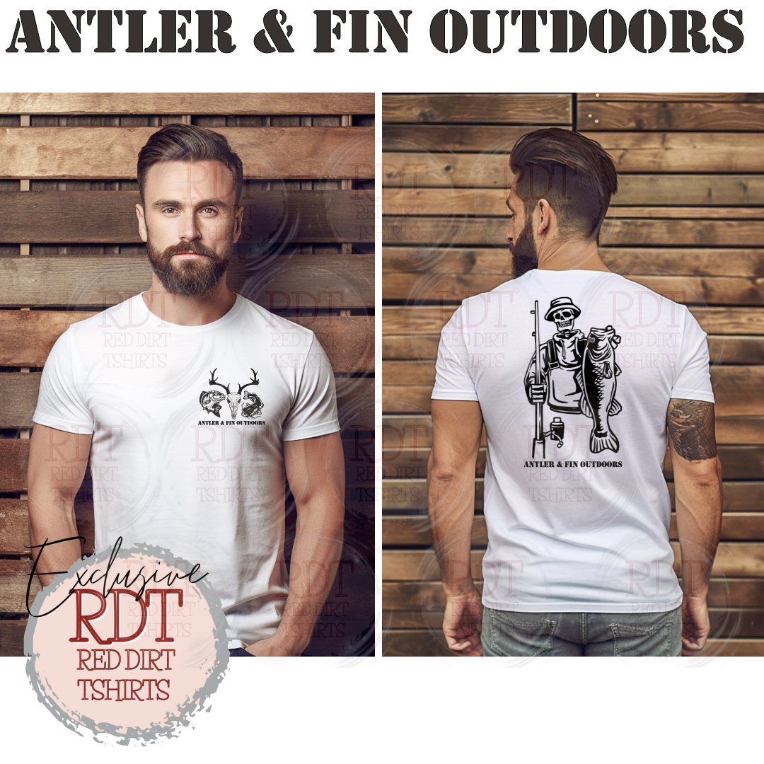 Antler & Fin Outdoors Fishing Skeleton Tshirt