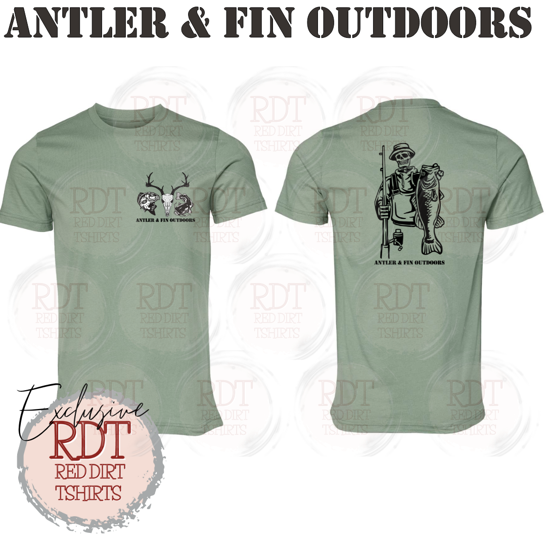 Antler & Fin Outdoors Fishing Skeleton Tshirt