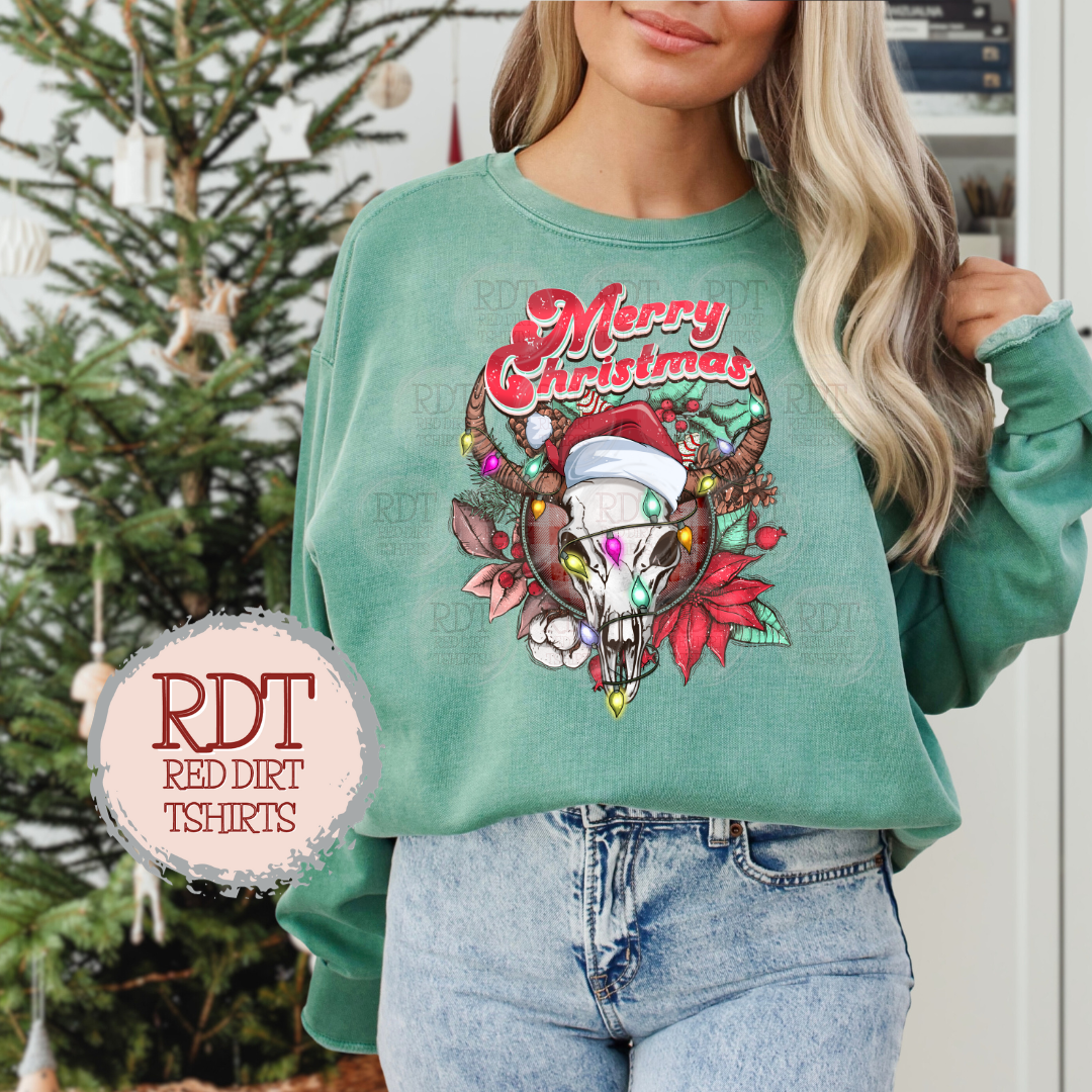 Bull Skull Merry Christmas