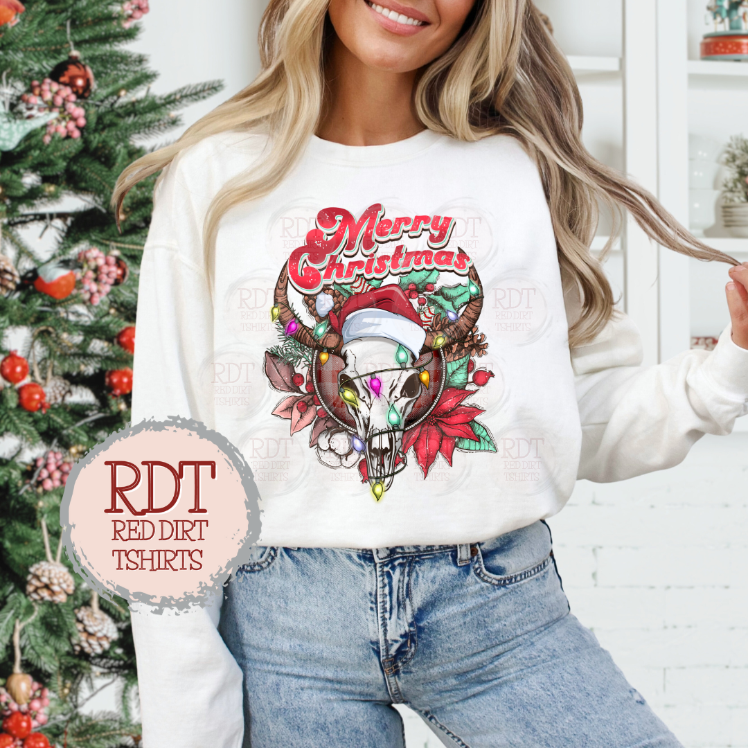Bull Skull Merry Christmas