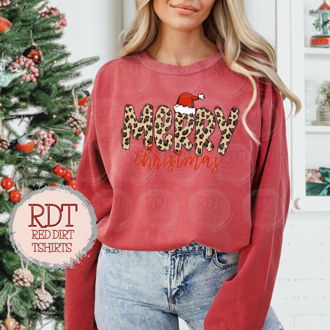 Merry Christmas Leopard with Santa Hat