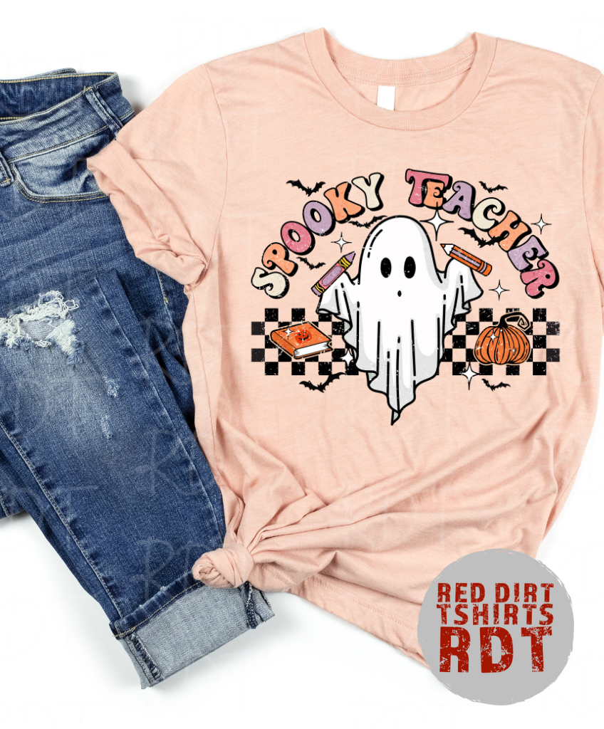 Spooky Teacher Black Checkered