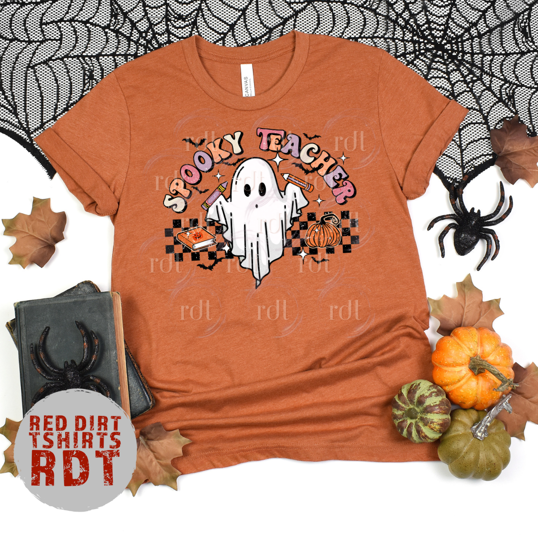 Spooky Teacher Black Checkered