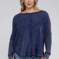 Plus Washed Baby Waffle Oversized Long Sleeve Top