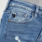 High Rise Fray Hem Ankle Skinny Jeans