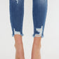 High Rise Fray Hem Ankle Skinny Jeans