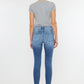 High Rise Fray Hem Ankle Skinny Jeans