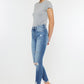 High Rise Fray Hem Ankle Skinny Jeans