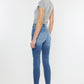 High Rise Fray Hem Ankle Skinny Jeans