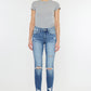 High Rise Fray Hem Ankle Skinny Jeans