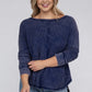 Plus Washed Baby Waffle Oversized Long Sleeve Top