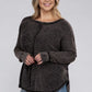 Plus Washed Baby Waffle Oversized Long Sleeve Top