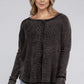 Plus Washed Baby Waffle Oversized Long Sleeve Top