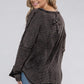 Plus Washed Baby Waffle Oversized Long Sleeve Top