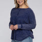 Plus Washed Baby Waffle Oversized Long Sleeve Top