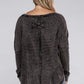 Plus Washed Baby Waffle Oversized Long Sleeve Top