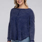 Plus Washed Baby Waffle Oversized Long Sleeve Top