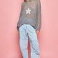 POL Star Patch Long Sleeve Knit Cover Up