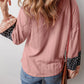 Drawstring Color Block Hooded Long Sleeve Top