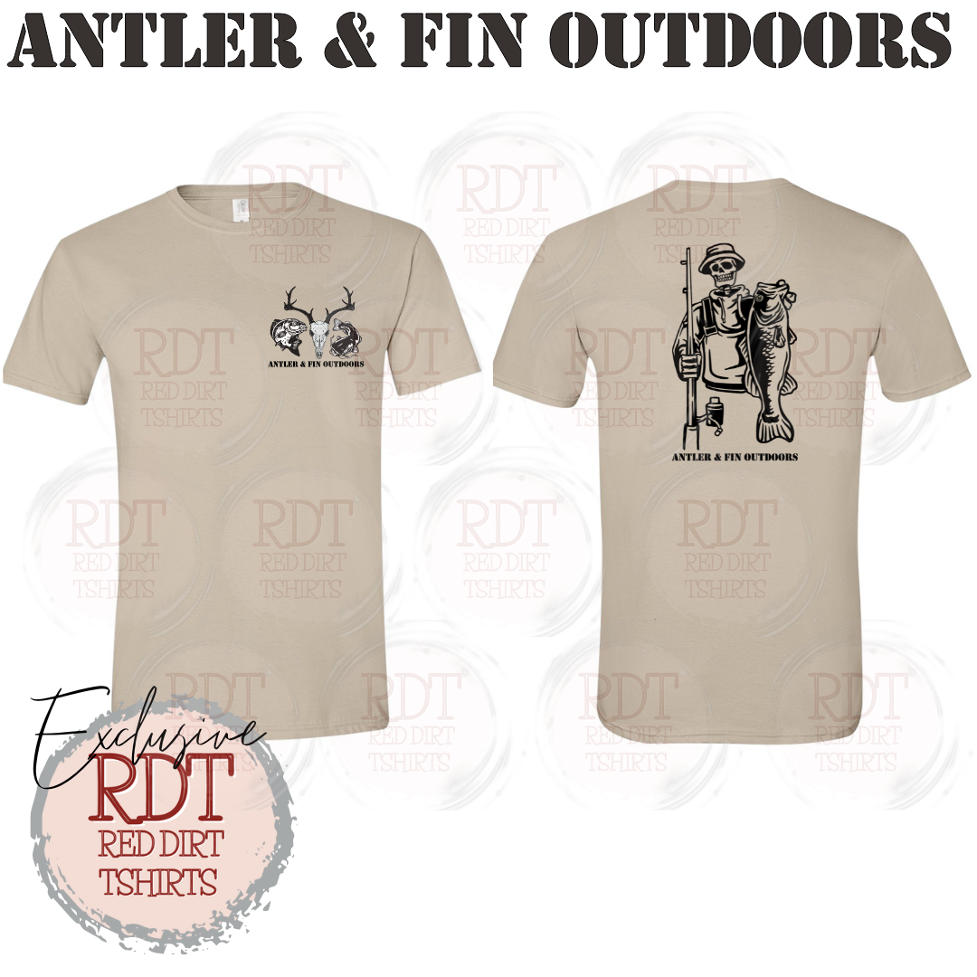 Antler & Fin Outdoors Fishing Skeleton Tshirt