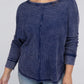 Plus Washed Baby Waffle Oversized Long Sleeve Top