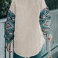 Perfee Pocketed Geometric Collared Neck Shacket