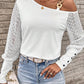 Asymmetrical Neck Lace Long Sleeve T-Shirt