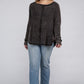 Plus Washed Baby Waffle Oversized Long Sleeve Top