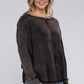 Plus Washed Baby Waffle Oversized Long Sleeve Top