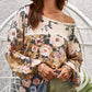 BiBi Floral Jacquard Color Block Top