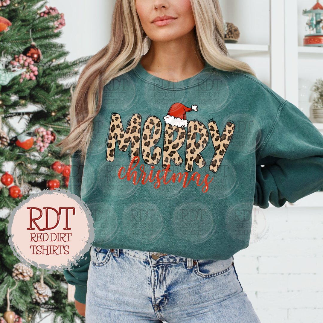 Merry Christmas Leopard with Santa Hat