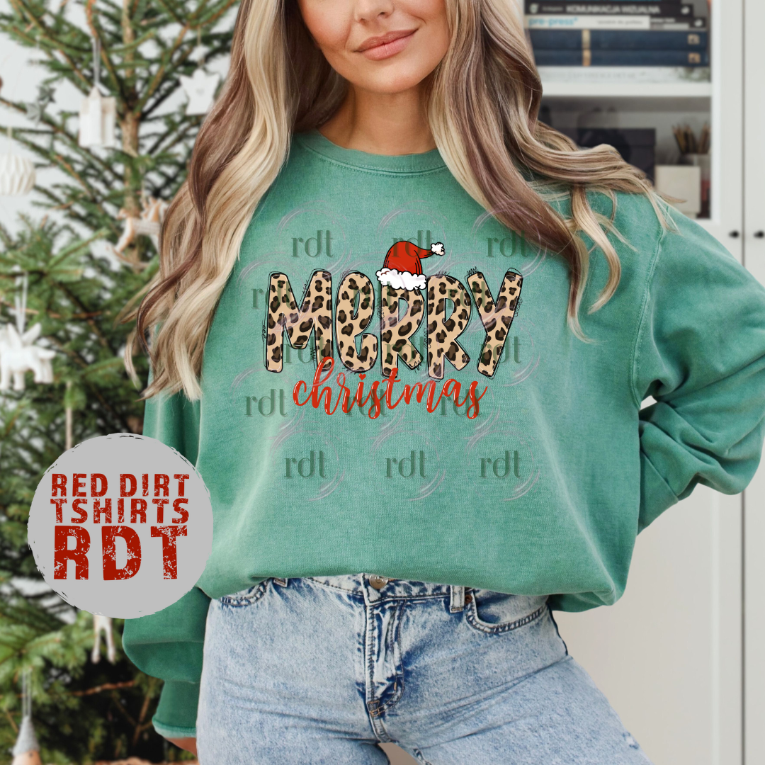 Merry Christmas Leopard with Santa Hat