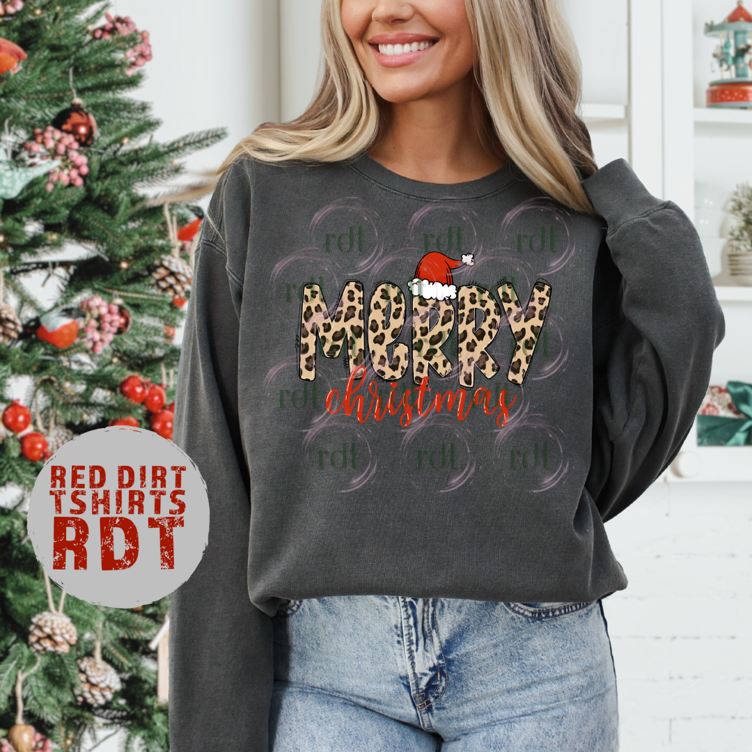 Merry Christmas Leopard with Santa Hat