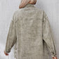 Button Up Pocketed Raw Hem Denim Jacket