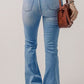 SYNZ Button-Fly Distressed Flare Jeans