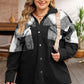Plus Size Plaid Snap Down Jacket with Pockets