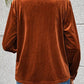Notched Frill Detail Long Sleeve Blouse